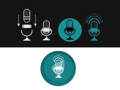 Podcast black blue icon logo music podcast white