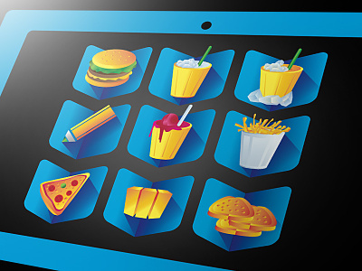 burger app - some icons test blue food icons tablet yellow