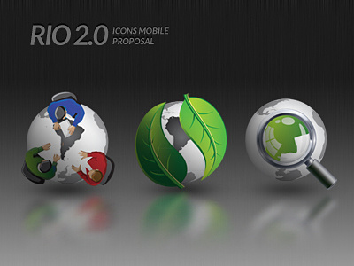 Rio20 icons proposal blue green icons mobile red world