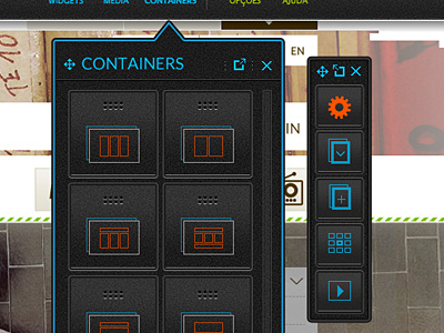 Zepp++ backoffice // toolbox & containers backoffice blue dark green icons orange themes