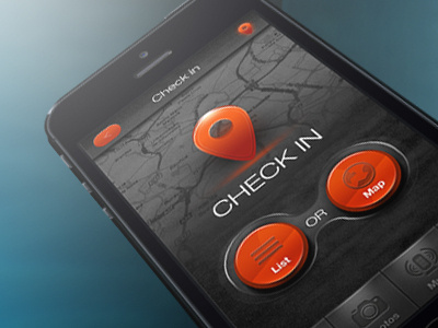 Check in - intro page black buttons check in dark grey icons iphone orange