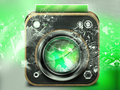 nicka camera green icon iphone photos wood