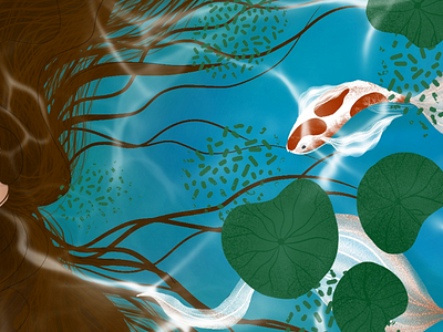 Koi Pond art colors design digital digital illustration digitalart illustration koi pond procreate sketch woman