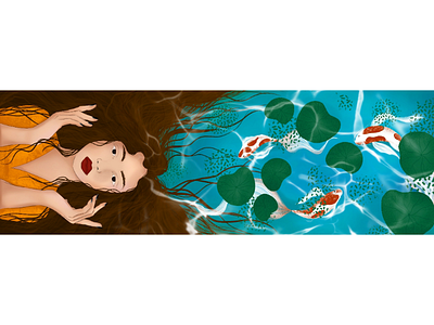 Koi Pond art colors design digital digital illustration digitalart illustration koi pond procreate sketch woman