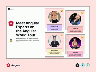 JS World Tour | Marketing Website angular branding code design flat graphic design javascript js landing page layout minimal react tour ui ux vue web webflow website
