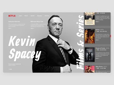Kevin Spacey | NETFLIX concept artist clean design flat landing page minimal netflix typography ui ux web website