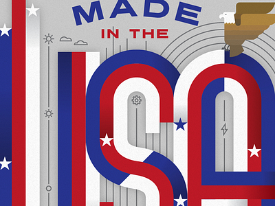 USA canadian eagle illustration lettering