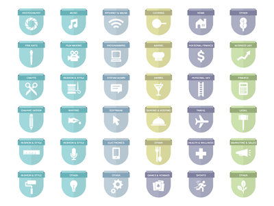 Skillshare Badges - Sub Categories badges icons illustration skillshare