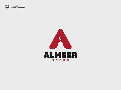 Almeer Store Logo almeer branding design flat logo islamic letter a logo moon saffron store vector