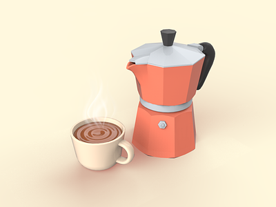 3D Moka Pot 3d 3dart 3dgraphics 3dmodeling art coffee design graphics icon lowpoly maya modeling mokapot productdesign render