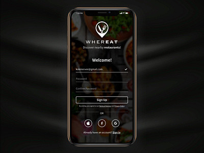 Daily UI 001 - Sign Up 001 app app design apple branding daily dailyui dailyuichallenge design interface mobile app mobile interface mobile ui page sign up sign up page social ui user experience ux