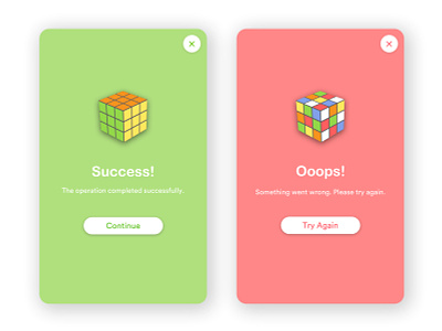 Daily UI 011 - Flash Message daily 100 challenge daily ui 011 dailyui dailyuichallenge design error fail flash message flat illustration interaction design message pop up rubic rubic cube success ui userinterface ux vector warning