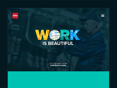 Work is beautiful branding corporate feed flat homepage idenity interactive menu photo scroll typography website
