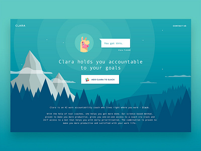 Clara Chat Bot Landing Page app brand branding dashboard gradient icon identity illustration logo minimal mountain ui vector