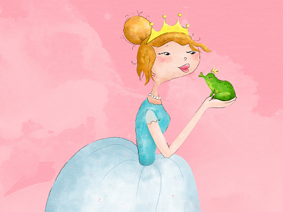 A Magic Kiss for a Frog children design draw fairy frog hair illustration kiss photoshop princess