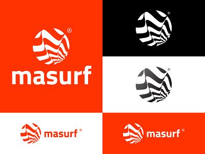 Masurf Logo Design beach clean clean design logo logo design logotype orange surf surfing wave logo