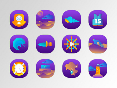 Oceans Flat App Icons