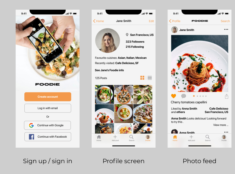 Food lover mobile app screens by Melissa Suryana on Dribbble