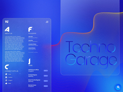Techno Garage About Page blend blue colors design elegant gradient gradient design layers tamil ui web design
