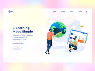 e-unit Landing Page blend blur blurred background colors design gradient gradient design illustrator minimal ui design web web design