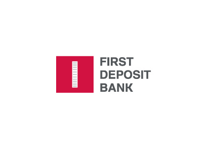 First Deposit Bank branding brand identity symbol mark logotype logo design 1 coin first square bank leader principal fundamental clear crack logoped russia
