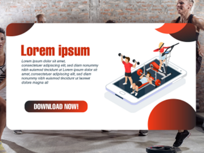 Fitness Company App Banner Ad design isometric ui ux.