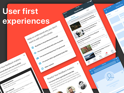 User first experiences linkedin mobile app profile saved user first wireframes