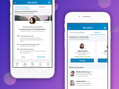 Find a mentor on LinkedIn - Career Advice advice app career iphone isometric play store ux white