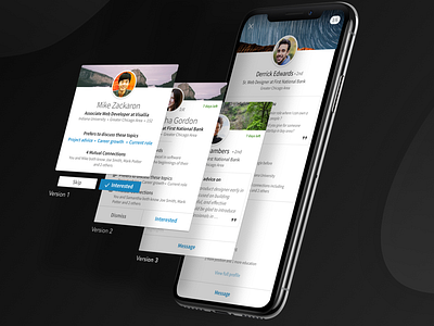 Card Redesign Iterations black cards iphonex isometric iterations linkedin mobile