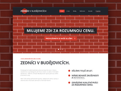 "We love walls for a reasonable price" client czech design homepage landing landing page mason masonry microsite project responsive rwd service web webdesign website