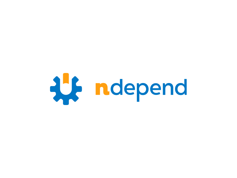 NDepend atomic duo blue brand brand identity branding gear gif identity logo orange simple simplistic vivid