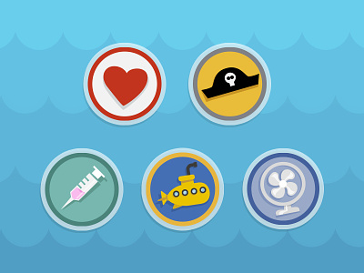 Badges addicted app badge fan flat game gamification icon mobile pirate submarine