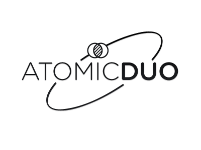 Beauty & Brains logo black-and-white bw atomic duo duality atom retro gotham rounded venn diagram creative agency brand identity