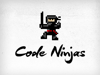 Code Ninjas pixelart pixel ninja pixels pixelified pixelated ninja warrior sword action black logo logotype identity