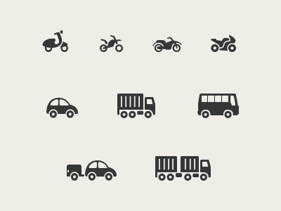 Driving License Icons bus car driving glyph icon iconset lorry mono transport transportation truck vector