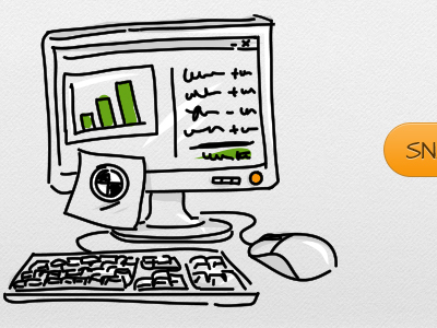 Slideshow, continued... app button computer display doodle drawings green hand drawn interface keyboard monitor mouse note orange post it presentation preview product screen sketch slideshow teaser website