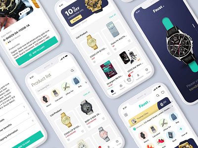 Faust e-commerce app category e commerce app ecommerce homepage mobile app product detail splash screen watch