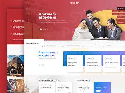 Intranet Site asian big banner block homepage design intranet red color sections singapore uxuidesign