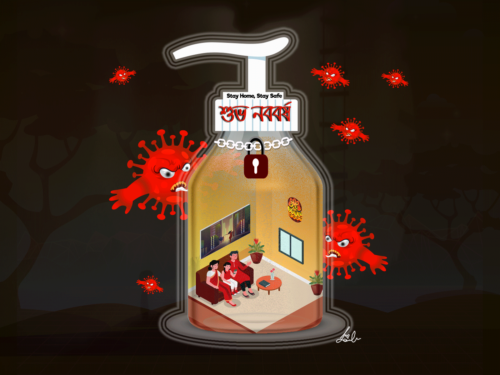 FIGHT AGAINST COVID 19 BY STAYING HOME animated animated gif animation conceptart conceptual corona animation corona animation coronavirus digital digital illustration digital painting digitalart