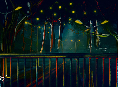 Calling of the Sodium fireflies cityscape conceptart conceptual design digital illustration digital painting digitalart environment design illustration illustrator isolation creation magical soothing