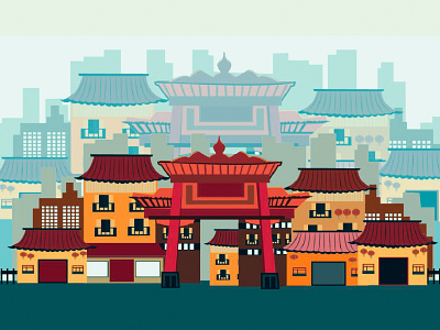The Ancient City adobe illustrator cc ancient china chinatown chinesenewyear colorful design conceptart conceptual digital illustration digital painting digitalart festival illustraion inspired work vectorart