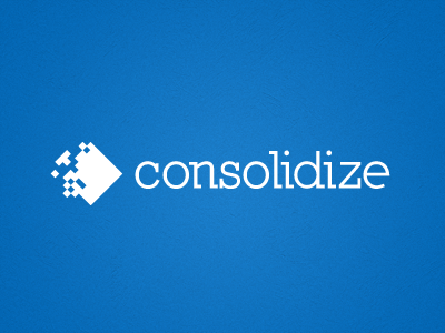 Consolidize Logo White on Blue consolidize logo