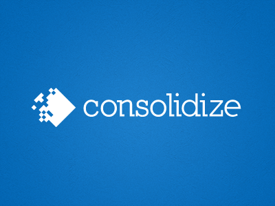 Consolidize Logo White on Blue