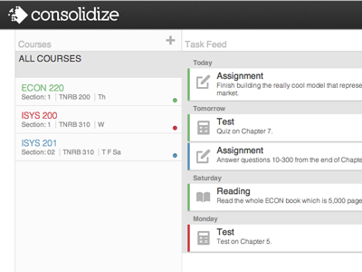 Consolidize Dashboard class dashboard filter list school tasks web