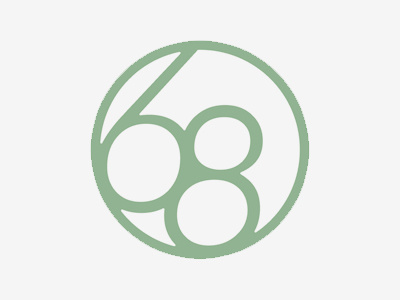 068 Logo 68 branding circle green ident logo mark numbers origin68 symbol type