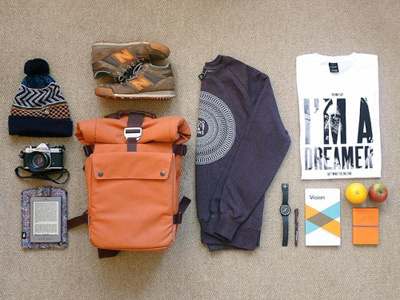 Today's Kit bags beanie branding design johnlennon newbalance notebook organised origin68 photography vision woollyhat