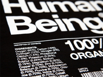Human Being fragile keep dry labels organic origin68 packaging tshirt typography