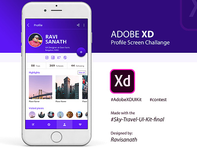 Profile Screen for adobe #AdobeUiKit #contest adobe adobeuikit contest profile screen ravisanath ui kit