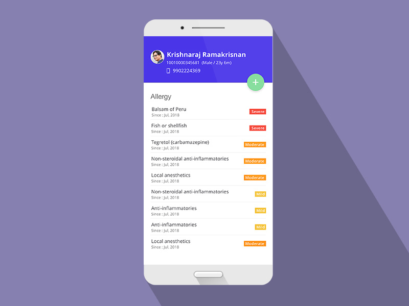 View and Add Allergy by Ravisanath on Dribbble