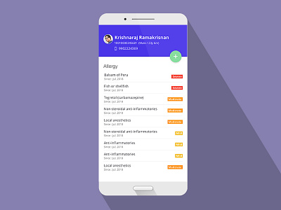 View and Add Allergy adobe xd allergy hms material design view and add allergy